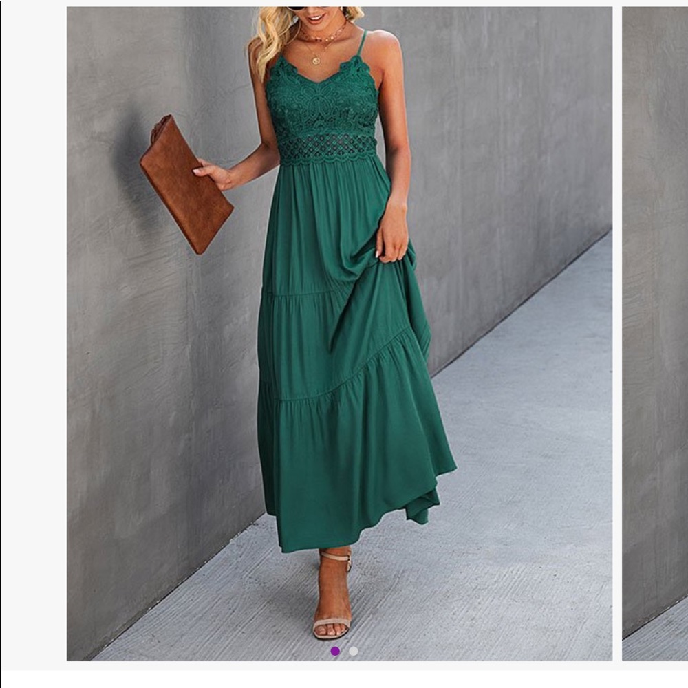 Gorgeous green maxi dress.